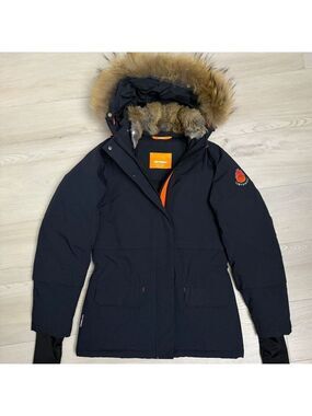 CINTAMANI Genuine FUR Down & Feather Winter Puffer Parka Jacket Coat Womens XS